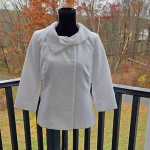 R&K White Textured Women's Cape Jacket